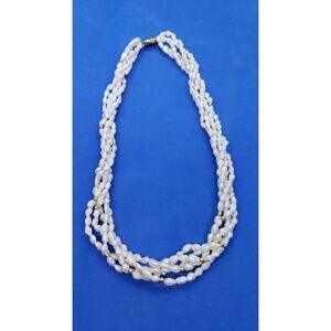 Vintage Genuine Pearl 5 Strand Necklace Gold plated Bead Twisted Or Straight